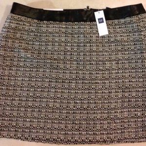 Gap Tweed Mini Skirt Black and White Silver Thread